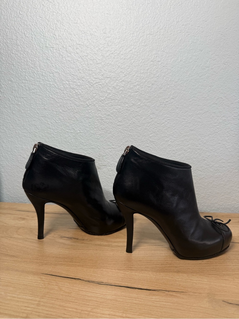 Chanel Black Leather Ankle Booties w/ CC Logo 🤍 - Picture 5 of 8